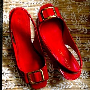 Red Franco Sarto sling backs